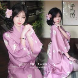 New Long Kimono Dress Women's Style Improved Version Fireworks Conference Bathrobe Set Light Blue Traditional Japanese Costume
