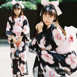 New Long Kimono Dress Women's Style Improved Version Fireworks Conference Bathrobe Set Light Blue Traditional Japanese Costume