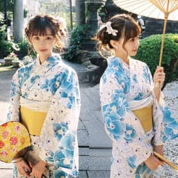 New Long Kimono Dress Women's Style Improved Version Fireworks Conference Bathrobe Set Light Blue Traditional Japanese Costume