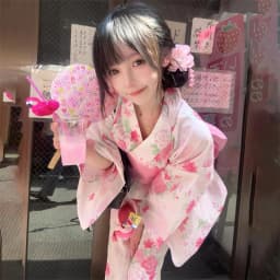 New Long Kimono Dress Women's Style Improved Version Fireworks Conference Bathrobe Set Light Blue Traditional Japanese Costume