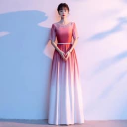 Ele Women's Performance Outfit Student Poem Recitation Evening Gown Red Song Cetition Host Conductor orm Bling Mat...