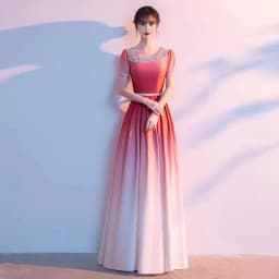 Ele Women's Performance Outfit Student Poem Recitation Evening Gown Red Song Cetition Host Conductor orm Bling Mat...