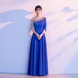 Ele Women's Performance Outfit Student Poem Recitation Evening Gown Red Song Cetition Host Conductor orm Bling Mat...