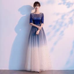 Ele Women's Performance Outfit Student Poem Recitation Evening Gown Red Song Cetition Host Conductor orm Bling Mat...
