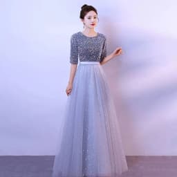 Ele Women's Performance Outfit Student Poem Recitation Evening Gown Red Song Cetition Host Conductor orm Bling Mat...
