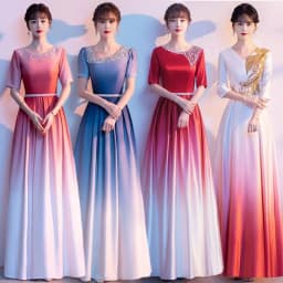 Ele Women's Performance Outfit Student Poem Recitation Evening Gown Red Song Cetition Host Conductor orm Bling Mat...