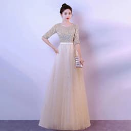 Ele Women's Performance Outfit Student Poem Recitation Evening Gown Red Song Cetition Host Conductor orm Bling Mat...