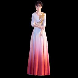 Ele Women's Performance Outfit Student Poem Recitation Evening Gown Red Song Cetition Host Conductor orm Bling Mat...