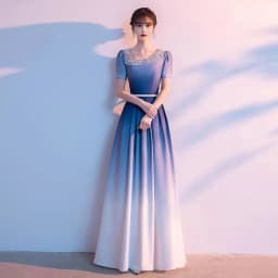 Ele Women's Performance Outfit Student Poem Recitation Evening Gown Red Song Cetition Host Conductor orm Bling Mat...