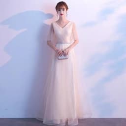 Ele Women's Performance Outfit Student Poem Recitation Evening Gown Red Song Cetition Host Conductor orm Bling Mat...