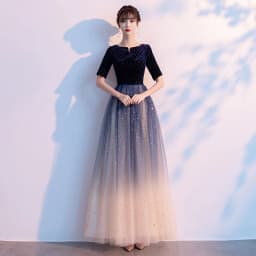 Ele Women's Performance Outfit Student Poem Recitation Evening Gown Red Song Cetition Host Conductor orm Bling Mat...