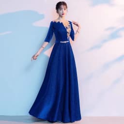 Ele Women's Performance Outfit Student Poem Recitation Evening Gown Red Song Cetition Host Conductor orm Bling Mat...