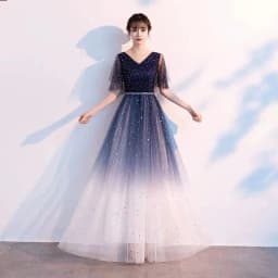 Ele Women's Performance Outfit Student Poem Recitation Evening Gown Red Song Cetition Host Conductor orm Bling Mat...