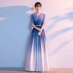 Ele Women's Performance Outfit Student Poem Recitation Evening Gown Red Song Cetition Host Conductor orm Bling Mat...