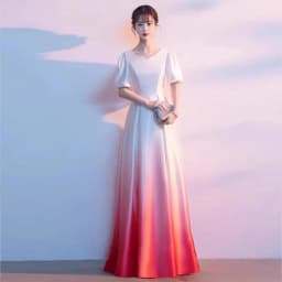 Ele Women's Performance Outfit Student Poem Recitation Evening Gown Red Song Cetition Host Conductor orm Bling Mat...