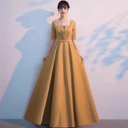Ele Women's Performance Outfit Student Poem Recitation Evening Gown Red Song Cetition Host Conductor orm Bling Mat...