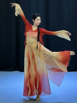 Gradual Change Dance Costume Elegant Double Layer Skirt Stage Performance Outfit Classic Dance Apparel Ethereal Drifting Gown