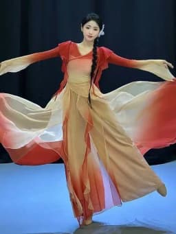 Gradual Change Dance Costume Elegant Double Layer Skirt Stage Performance Outfit Classic Dance Apparel Ethereal Drifting Gown