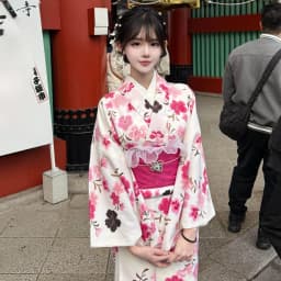 Summer New Cherry Blossom Kimono Robe Photography Costume Youth Daily Wear Floral Print Bathrobe Girl's Traditional Japanese ...