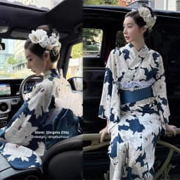 Summer New Cherry Blossom Kimono Robe Photography Costume Youth Daily Wear Floral Print Bathrobe Girl's Traditional Japanese ...