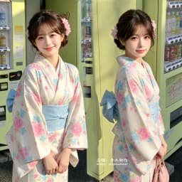 Summer New Cherry Blossom Kimono Robe Photography Costume Youth Daily Wear Floral Print Bathrobe Girl's Traditional Japanese ...