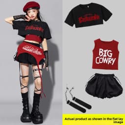Red Jazz Dance Performance Outfit Children's Streetwear Show Trendy Girl Set Child Model Clothing Stage Performance Costume