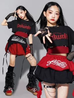 Red Jazz Dance Performance Outfit Children's Streetwear Show Trendy Girl Set Child Model Clothing Stage Performance Costume