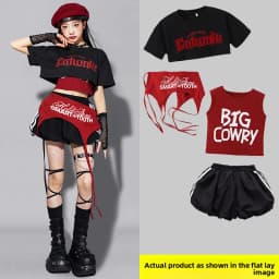 Red Jazz Dance Performance Outfit Children's Streetwear Show Trendy Girl Set Child Model Clothing Stage Performance Costume