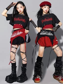 Red Jazz Dance Performance Outfit Children's Streetwear Show Trendy Girl Set Child Model Clothing Stage Performance Costume