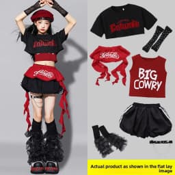 Red Jazz Dance Performance Outfit Children's Streetwear Show Trendy Girl Set Child Model Clothing Stage Performance Costume