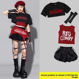 Red Jazz Dance Performance Outfit Children's Streetwear Show Trendy Girl Set Child Model Clothing Stage Performance Costume