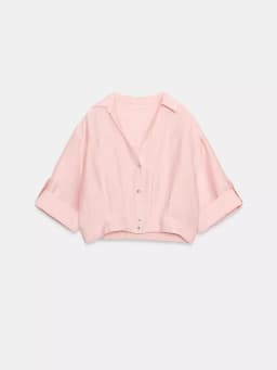 Sweet Short Sleeve Turn-down Collar Shirt New Summer Collection Women's Fashionable Elegant -length Blouse 18-25 Years Old