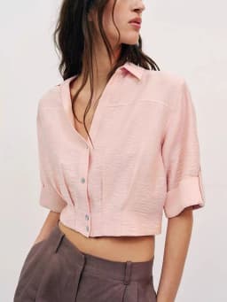 Sweet Short Sleeve Turn-down Collar Shirt New Summer Collection Women's Fashionable Elegant -length Blouse 18-25 Years Old
