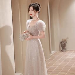 Elegant Evening Gown Women's High-End Luxury Adult Wedding Dress Hostess Toasting New 2025 Fashionable Neck Hanging Style