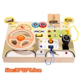 Montessori Busy Board Children Toys Led Light Switch Simulate Car Steering Wheel Travel Activities Sensory Game Educational Toys