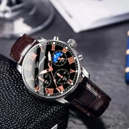 Casual men's quartz watch, fashionable business PU leather watch bracelet combination, suitable for daily use or gift gifts