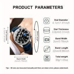 Casual men's quartz watch, fashionable business PU leather watch bracelet combination, suitable for daily use or gift gifts