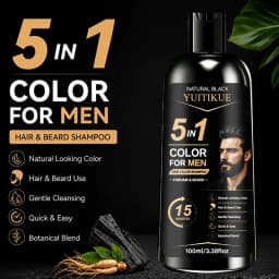 YUITIKUE Men Hair Beard Coloring Shampoo Plant Mild Gray Hair Cover Home Easy Hair Care