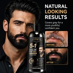 YUITIKUE Men Hair Beard Coloring Shampoo Plant Mild Gray Hair Cover Home Easy Hair Care