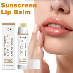 Sun Protective Lip Balm SPF50+ Hydrating Lip Sunblock Fade Lip Lines Nourishing Moisturizing Brighten with Kojic Acid Ceramide