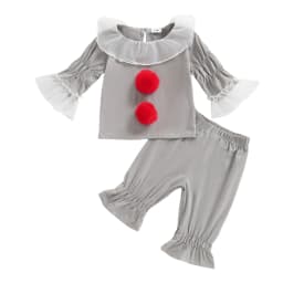 Pudcoco Kid Girls Pants Set, Long Sleeve Crew Neck Patchwork T-shirt with Pants Halloween Clothes 0-6T
