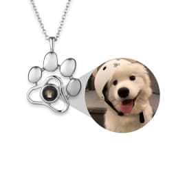Personalized Photo Projection Bracelet Dog Paw Memorial Pendant Bracelet for Dog Cat Owners Custom Print Photo Dog Paw Bracelet