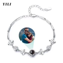 Personalized Photo Projection Bracelet Dog Paw Memorial Pendant Bracelet for Dog Cat Owners Custom Print Photo Dog Paw Bracelet