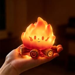 Mini Cute Cartoon Campfire Silicone Night Light, Creativity LED Flame Simulation Log Lamp, Soft Glow Bedroom Ambience Decor Toys