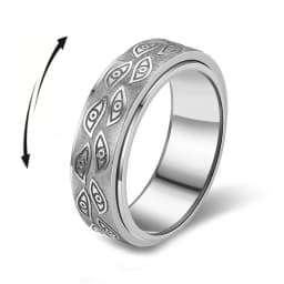 Anti Stress Stainless Steel Anxiety Relaxing Ring for Men Carved Eye Of God Rotatable Finger Rings Couples Jewelry Bague Homme
