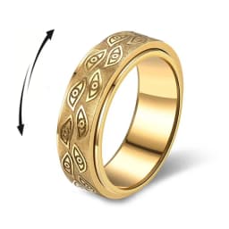 Anti Stress Stainless Steel Anxiety Relaxing Ring for Men Carved Eye Of God Rotatable Finger Rings Couples Jewelry Bague Homme