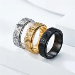 Anti Stress Stainless Steel Anxiety Relaxing Ring for Men Carved Eye Of God Rotatable Finger Rings Couples Jewelry Bague Homme
