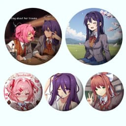 Anime D-Doki Doki Literature Club! Brooches Stylish Ornament Pins Exquisite Round Badge Bag Accessories Jewelry Gifts
