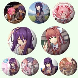 Anime D-Doki Doki Literature Club! Brooches Stylish Ornament Pins Exquisite Round Badge Bag Accessories Jewelry Gifts