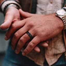 Fashion Men’s Silver Color Black Stainless Steel Ring Groove Multi-Faceted Ring For Men Women Engagement Ring Anniversary Gifts